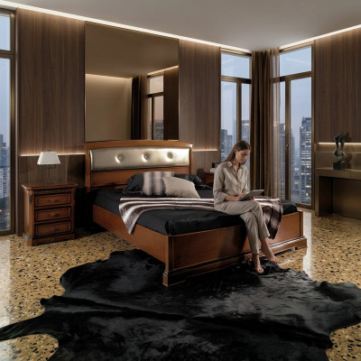 Cama Cama doble Vaccari cav giovanni Madera maciza Dormitorio Diseño Muebles Nuevo