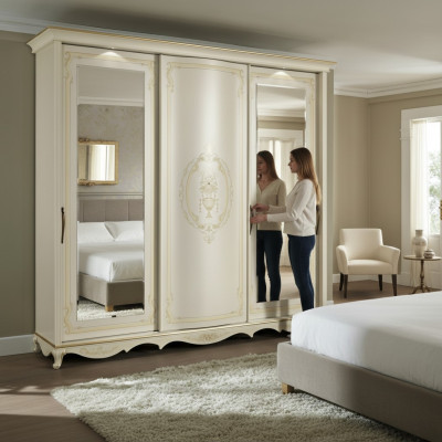 Armario del dormitorio Espejos Armarios armario blanco madera Italia
