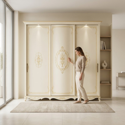 Armario de madera maciza para dormitorio Armario de diseño Armarios blancos