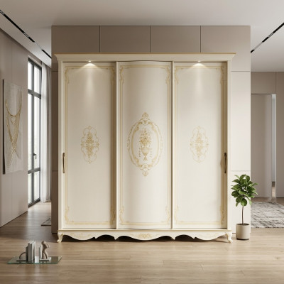 Armario de madera maciza para dormitorio Armario de diseño Armarios blancos