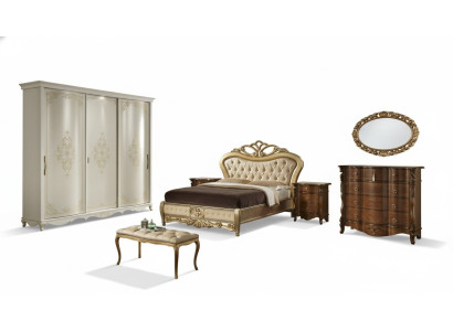 Cama cama doble mesita de noche armario cómoda dormitorio muebles 5 piezas.