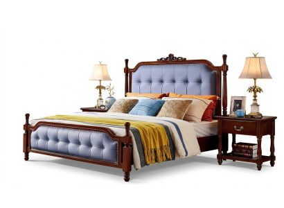 Dormitorio cama mesita de noche conjunto de camas de madera marco de cama set de 3 piezas.