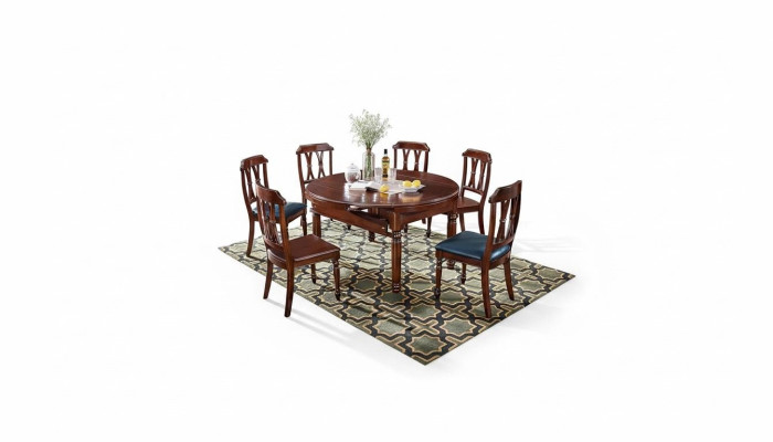 Juego completo de comedor: mesa + 6 sillas, conjunto de comedor de madera.