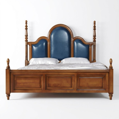 Cama doble de lujo de madera tapizada para dormitorio cama doble.