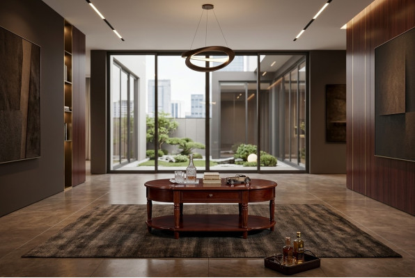 Mesa de centro - Mesa de madera clásica para sala de estar - Muebles de mesa de centro