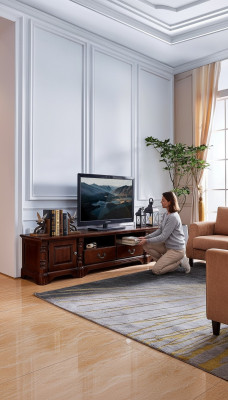 Lowboard Schrank rtv Wohnzimmer tv Holz Möbel Schrank Klassisch  Mueble bajo para televisión en la sala de estar de madera clásico