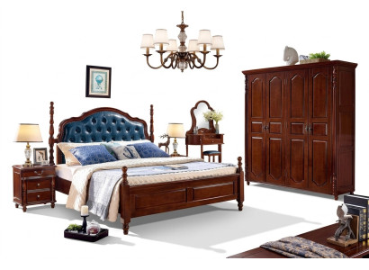 Cama 2x mesitas de noche 3 piezas Set de dormitorio Diseño Lujo Clásico