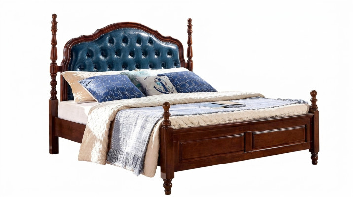 Marco de cama doble de lujo Cama de dormitorio doble Cama de madera doble Nueva