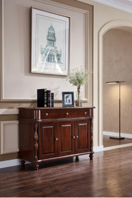 Cómoda marrón Aparador de madera maciza Diseño de muebles de armarios.