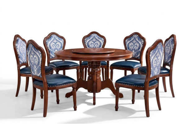Conjunto completo de comedor de madera Sillas de lujo de lujo Mobiliario 6