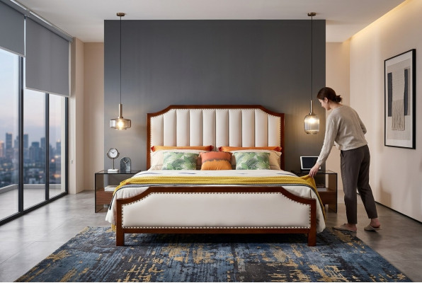 Cama 2x Mesitas de noche 3 piezas. Juego de dormitorio Diseño Clásico Lujo