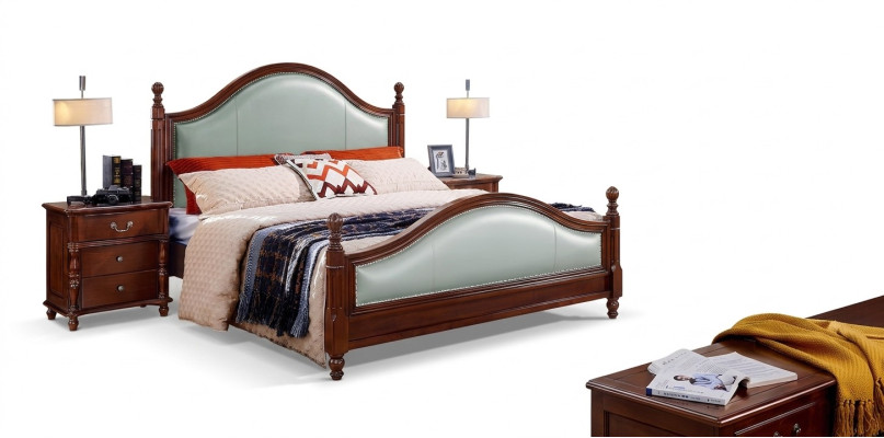 Cama Cama doble Cama de madera Muebles Madera maciza Dormitorio Madera Camas