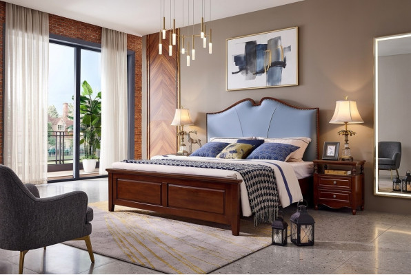 Cama doble de lujo dormitorio de madera cama cabecero de cama tapizado muebles