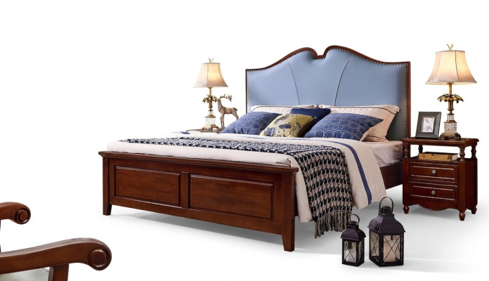 Cama doble de lujo dormitorio de madera cama cabecero de cama tapizado muebles