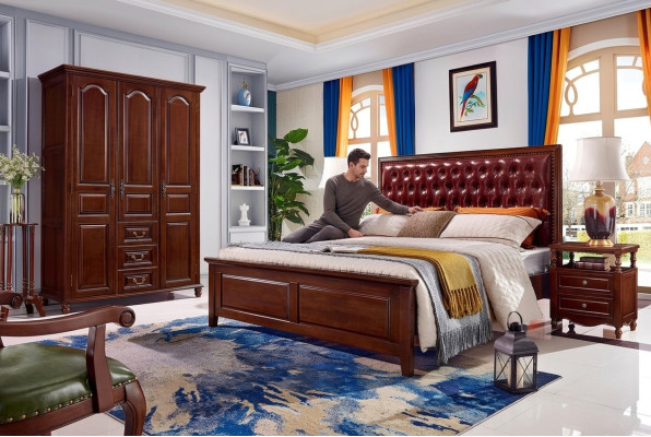 Cama 2x mesitas de noche Armario Dormitorio Muebles Diseño 4 piezas.
