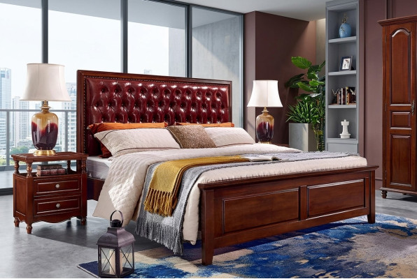 Cama doble dormitorio marco de cama de madera tapizado muebles diseño barroco.