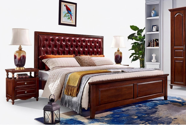 Cama doble dormitorio marco de cama de madera tapizado muebles diseño barroco.