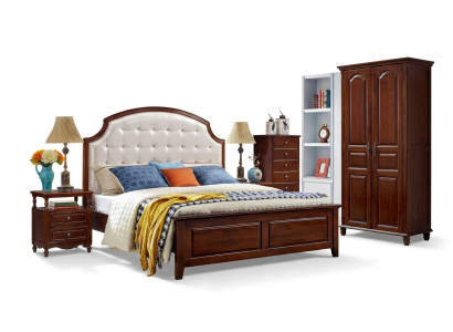 Muebles de cama de madera Diseño Camas macizas Cama doble Dormitorio clásico