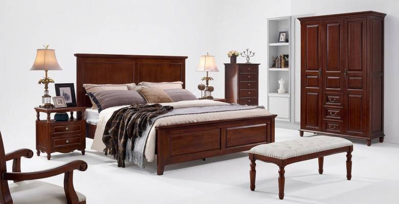 Juego de dormitorio de cama, diseño de cama con cabecero, 2 mesitas de noche, estructura de cama de 3 piezas.