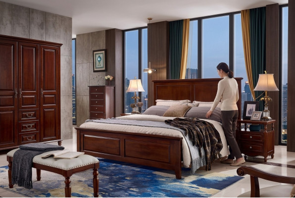 Cama de lujo Marco de cama de madera Cama doble Camas Dobles Muebles