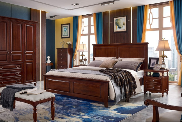 Cama de lujo Marco de cama de madera Cama doble Camas Dobles Muebles