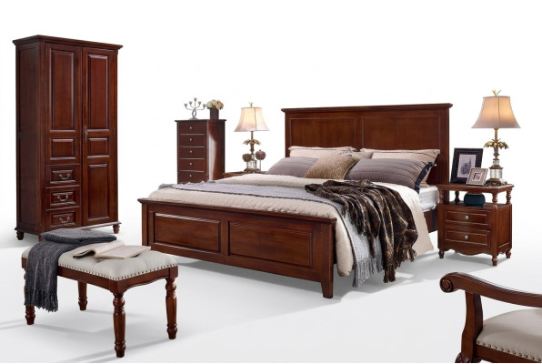 Cama de lujo Marco de cama de madera Cama doble Camas Dobles Muebles