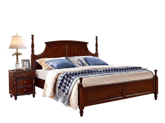 Diseño de dormitorio 3 piezas. Cama 2 mesitas de noche Conjunto de camas clásicas