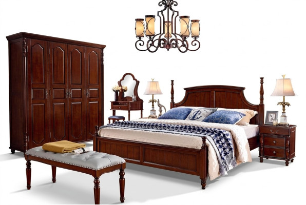 Muebles de dormitorio de diseñador conjunto de 5 piezas cama mesitas de noche armario