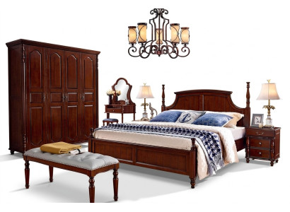 Muebles de dormitorio de diseñador conjunto de 5 piezas cama mesitas de noche armario