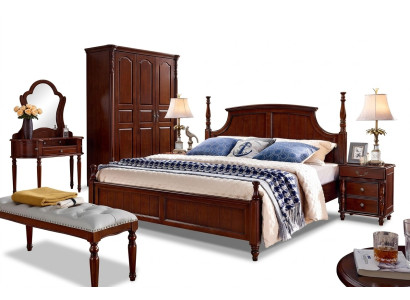 Camas Macizas Cama Doble Muebles de Cama Diseño de Madera Dormitorio Clásico