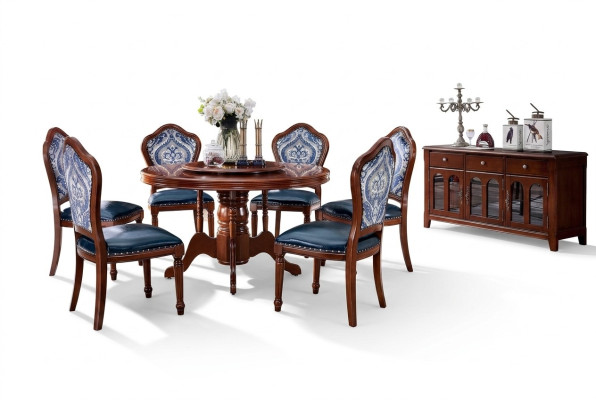 Mesas de comedor Muebles redondos Mesa de comedor de lujo Mesa redonda de madera maciza