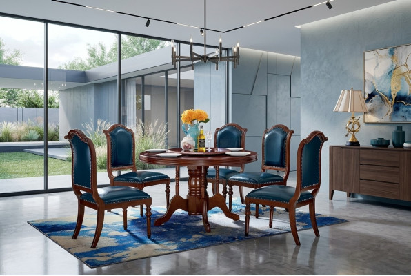 Juego de mesa de comedor completo con 6 sillas, conjunto de comedor, grupo de comedor de madera de 7 piezas.