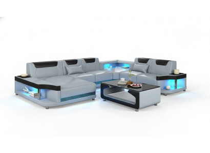 Sofá de esquina en forma de U + mesa de centro, muebles de salón tapizados modernos, diseño de sofá de esquina.