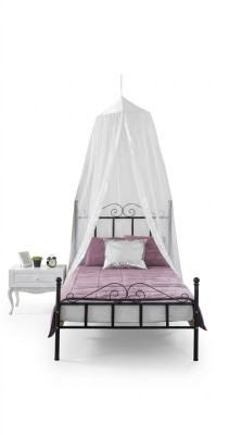 Cama con dosel de metal Juego de dormitorio Cómoda blanca Muebles para dormitorio 2 piezas
