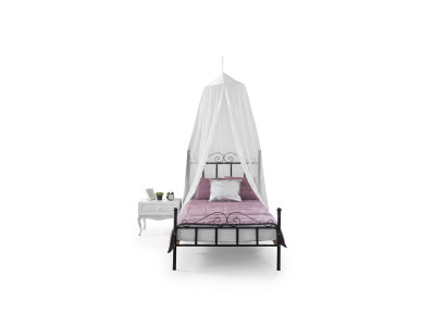 Cama con dosel de metal Juego de dormitorio Cómoda blanca Muebles para dormitorio 2 piezas