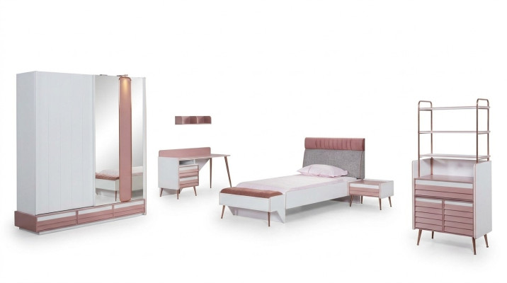 Juego completo de habitación juvenil infantil cama escritorio armario muebles