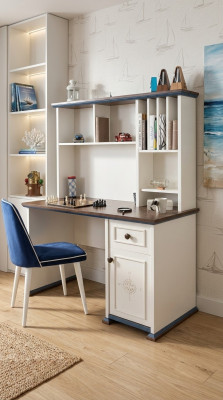 Escritorio Mesa de madera Habitación juvenil Mesa Estante Mesas Madera maciza Mesa de ordenador