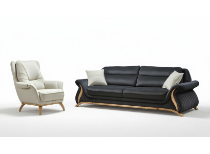 Sofá de diseño con 3+1 plazas, sillón, sofá tapizado de lujo. Sofás de cuero artificial clásico.
