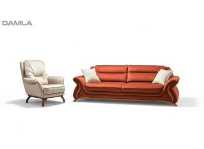 Sofá Sofá Acolchado 3+1 Asiento Piel Sintética Sofá Sillones Asiento Conjuntos Diseño