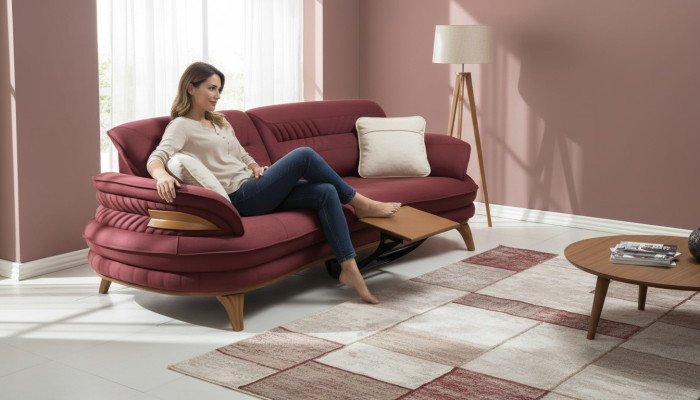 Sofá de tres plazas, sofás acolchados, muebles de salón, muebles clásicos.