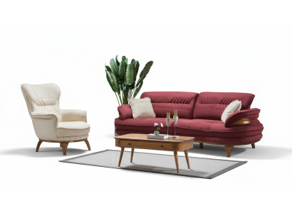 Sofá de 3 plazas + sillón sala de estar Sofás Sillas Lujo Tela Muebles