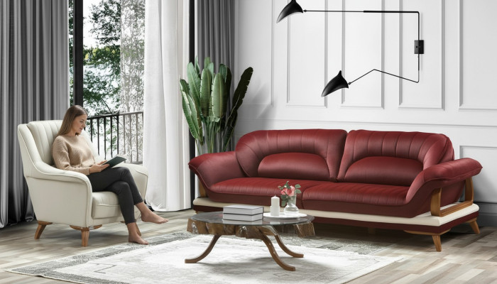 Sofá de 3 plazas, sillón de diseño tapizado asiento diseño clásico de tres plazas.