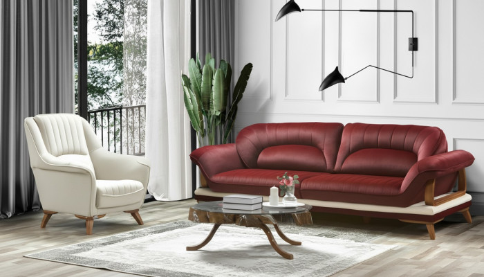 Sofá de 3 plazas, sillón de diseño tapizado asiento diseño clásico de tres plazas.