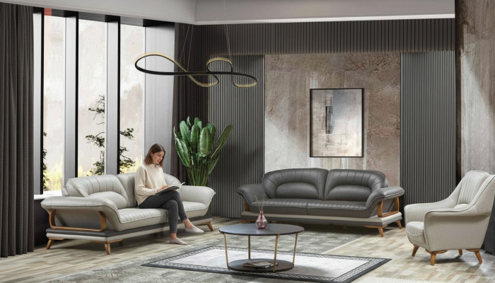 Conjunto de sofás de lujo Sofá Set 3+3+1 plazas Sofás Sillón Tela 3 piezas.