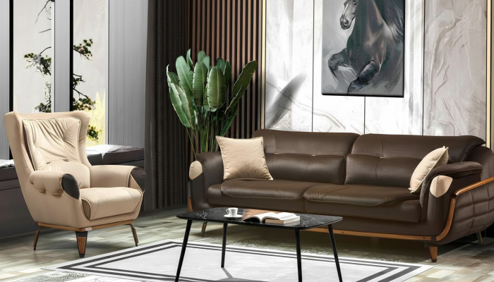 Sofá de 3 plazas diseño sillón tapizado asiento diseño clásico sala de estar.