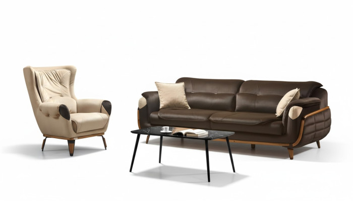 Sofá de 3 plazas diseño sillón tapizado asiento diseño clásico sala de estar.