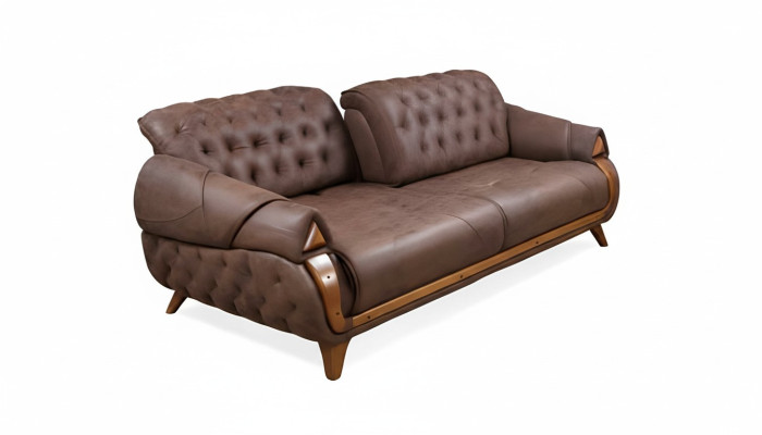 Sofá de tela de tres plazas, estilo clásico de muebles tapizados para diseño de sala de estar.