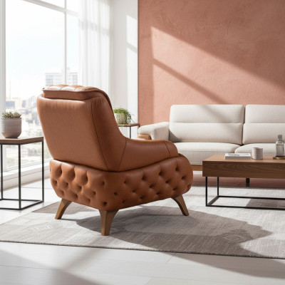 Sillón asiento Diseño moderno Sala de estar Tapizado Individual Relajante Estilo