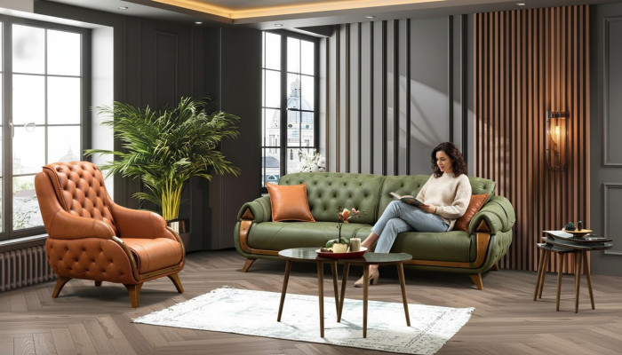 Conjunto de sofá de 3 plazas + 1 sillón Chesterfield Sofás Sofá Sofá
