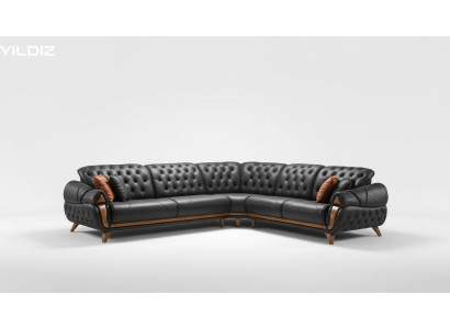 Sala de estar cuero negro sofá sofás en forma de L asiento color sofá de esquina sofá.